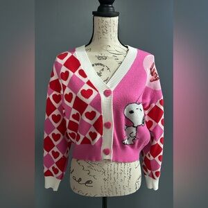 Peanuts Snoopy Valentine Heart Cardigan – Medium